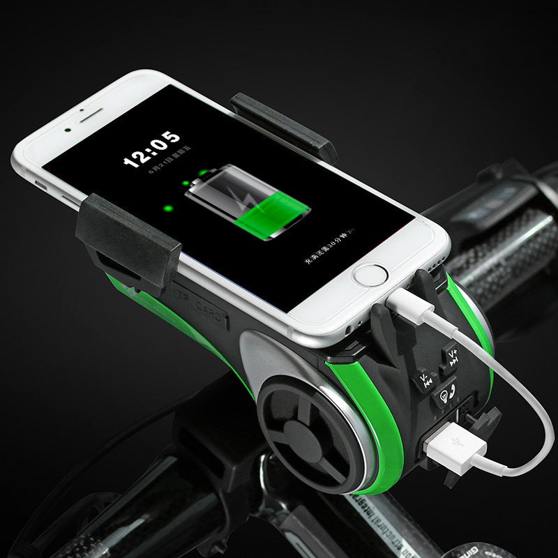 Luz frontal para bicicleta à prova d'água Bluetooth áudio MP3