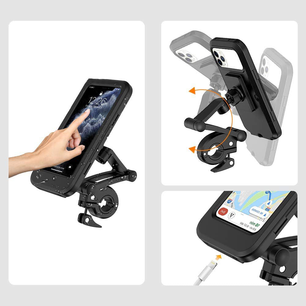 Supporto per telefono cellulare impermeabile con touch screen per bicicletta